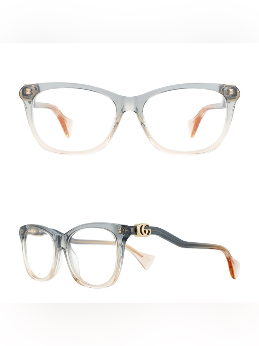 GUCCI GG1012O 002 Blue Transparent Rectangle Women's 54 mm Eyeglasses